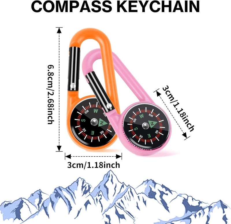 Taikula 12 Pcs Mini Compass Keychain for Kids Bulk, Small Pocket Magnetic Compass Survival Hiking for Outdoor Survival Camping Party Backpacking Accessory - Image 2